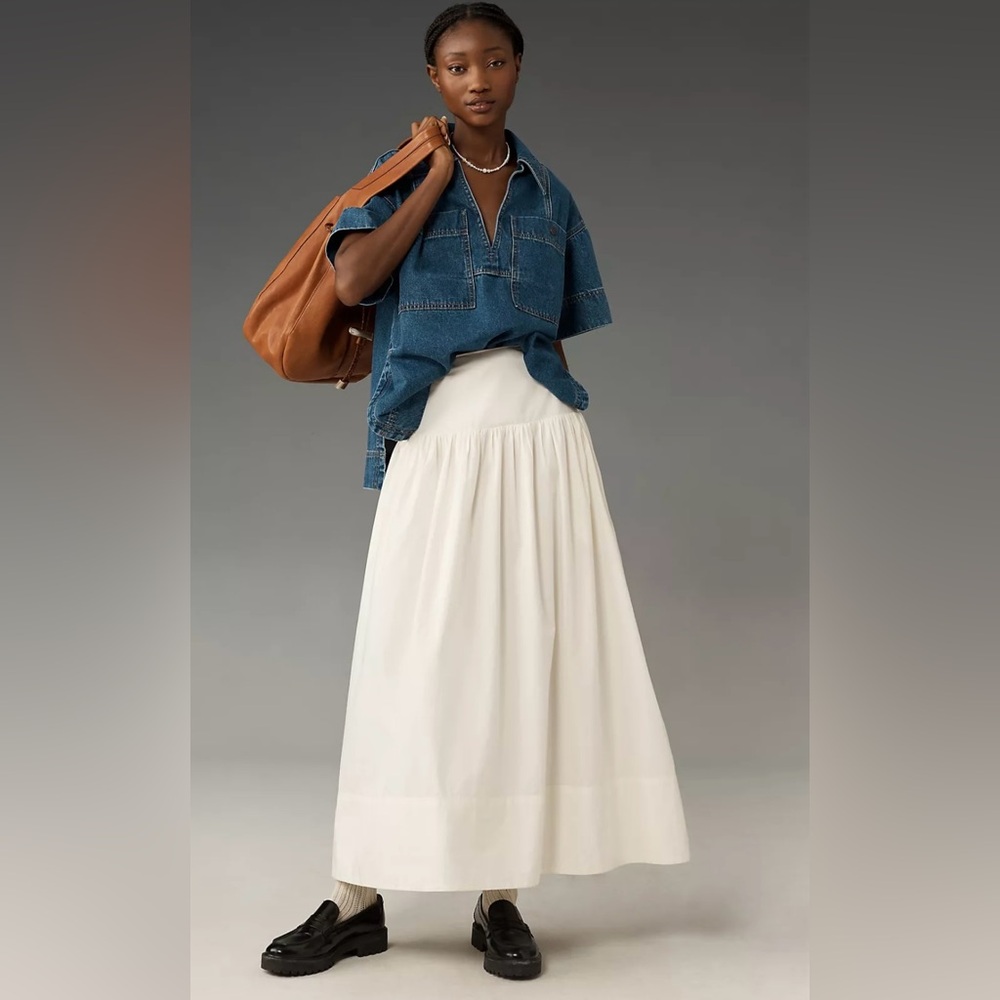 Anthropologie NWT | Maeve Drop-Waist Poplin Maxi Skirt | XL